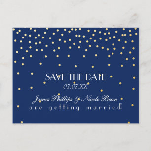 Points Blue & Gold Foil Enregistrer La Carte Posta