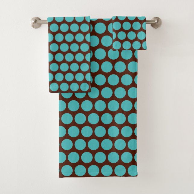 Points Brown Retro Turquoise Serviettes de bain Se (En situation)