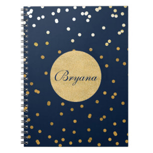 Points Confetti Bleu & Or brillants Carnet moderne