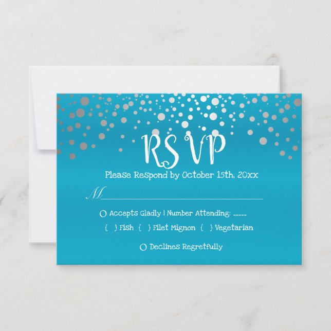 Points Confetti bleu turquoise et argent - RSVP (Devant)