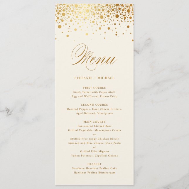 Points Confetti Faux Gold Foil | Menu Vintage ivoi (Devant)