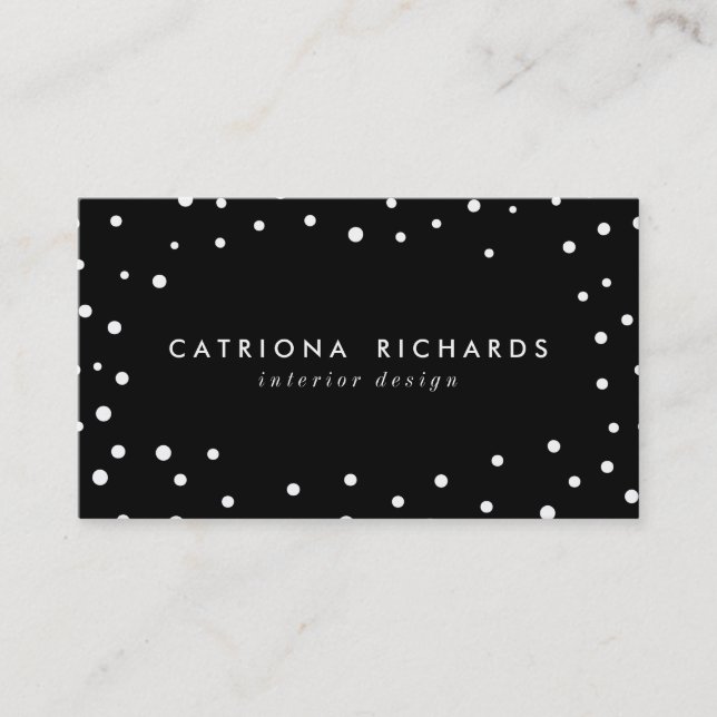 Points Confetti Noir & Blanc Carte de visite moder (Devant)