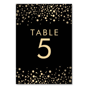 Points Confetti Noir et Or Numéro de table