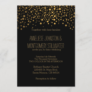 Points Confetti Or Élégants   Invitation noire