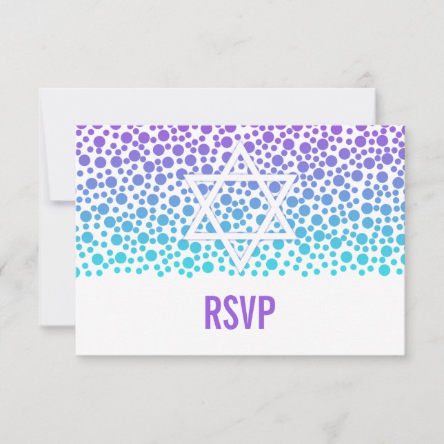 Points Confetti Purple Bat mitzvah Turquoise RSVP (Devant)