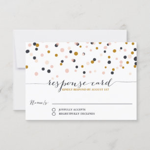 Points Confetti Rose & Or Mariage Carte RSVP