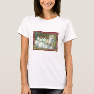 POINTS DANS LE T-SHIRT STABLE, CHEVAL ET POULET
