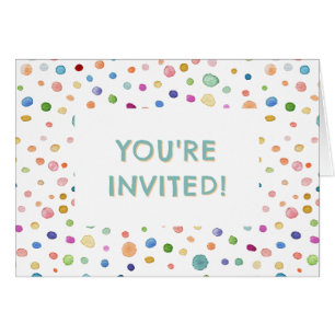 Points d'aquarelle Rainbow Confetti Invitation