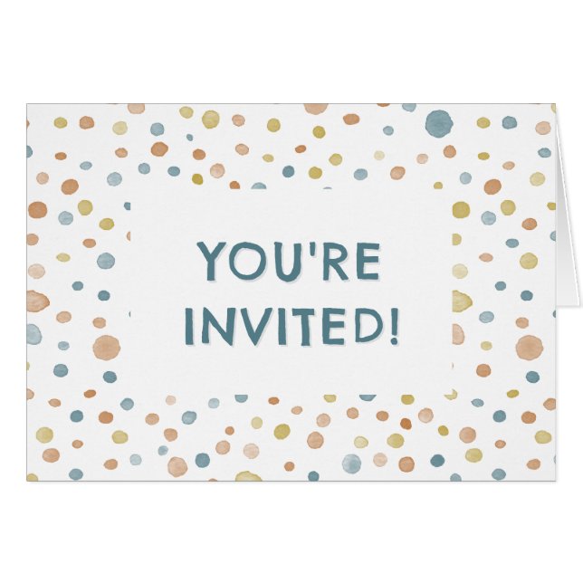 Points d'aquarelle Trey Confetti Invitation d'anni (Devant Horizontal)