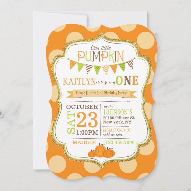 Points d'automne et Citrouilles Invitation d'anniv (Devant)