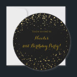 Points de feuille d'or et invitations de cercle mo<br><div class="desc">Points de feuille d'or et invitations de cercle modernes noirs. Personnalisez pour tout événement. Articles assortis disponibles.</div>
