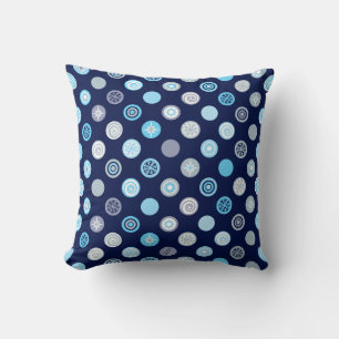 Points d'hiver Motif bleu Coussin