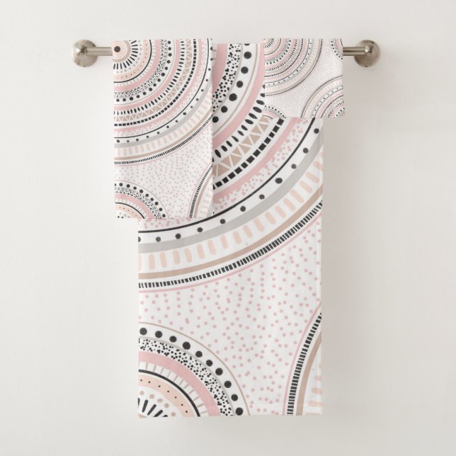 Points et traits roses et gris Doodles Mandala (En situation)