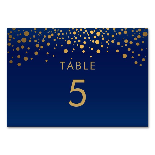 Points Gold Confetti et bleu marine 2 - Carte tabl (Devant)