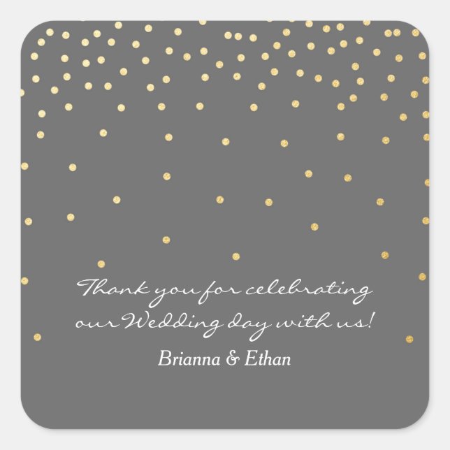Points Gris & Gold Foil Stickers Mariage moderne (Devant)