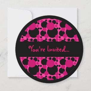 Points gris noir rose doux 16 invitations en cercl