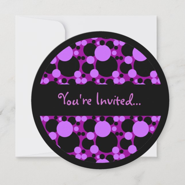 Points gris violet doux 16 invitations en cercle (Devant)