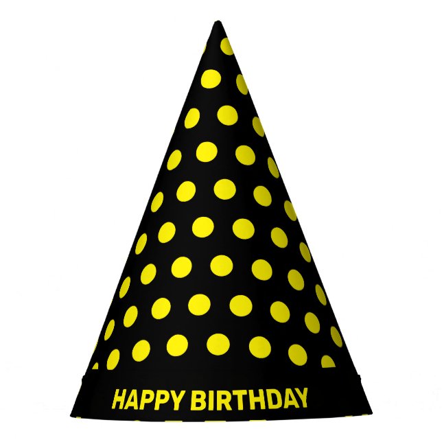 Points jaunes sur un chapeau de fête d'anniversair (Devant)