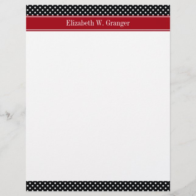 Points noirs et blancs Monogramme de nom Cranberry (Devant)