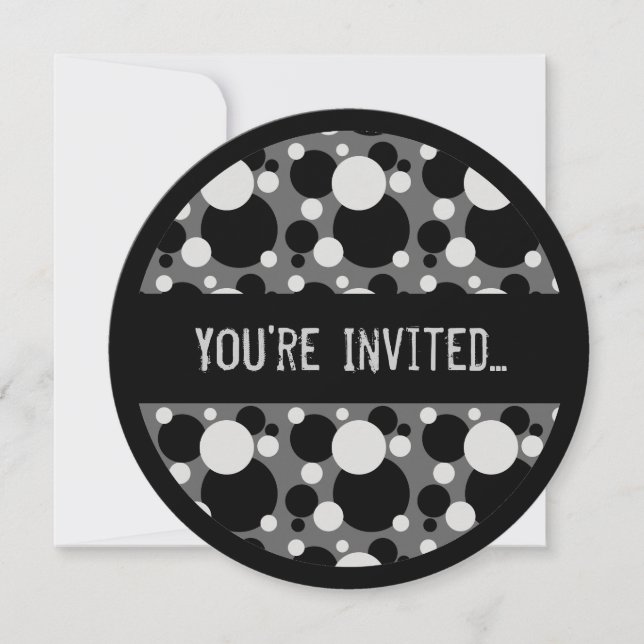Points noirs gris doux 16 invitations en cercle (Devant)