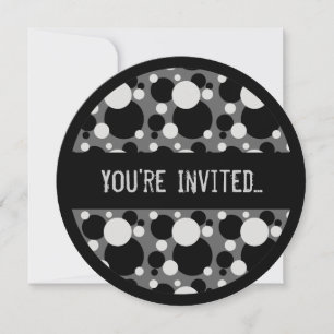 Points noirs gris doux 16 invitations en cercle