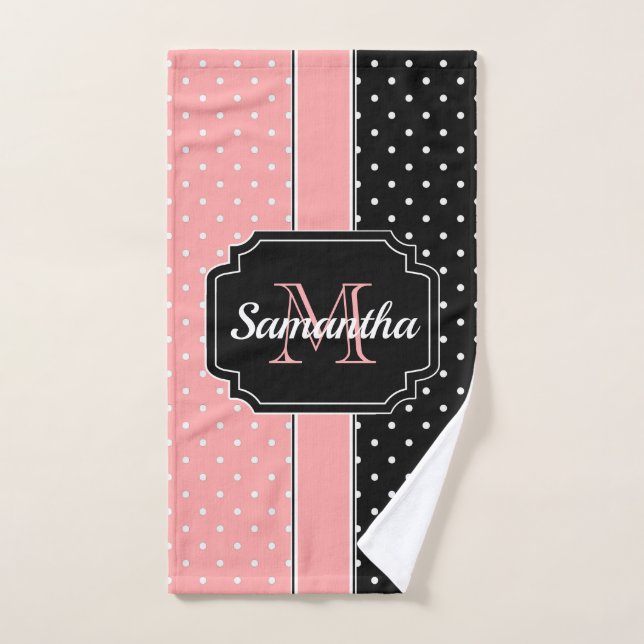 Points roses et noirs (Serviette à main)