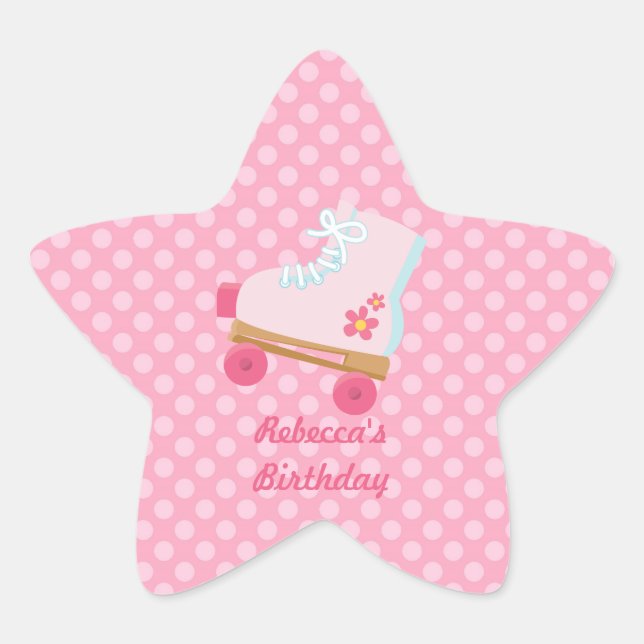 Points roses Rollerskate Stickers Anniversaire Sta (Devant)