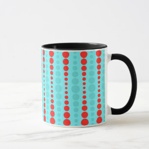 Points rouges et turquoise rétro Ringer Mug