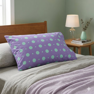 Points teal sur taie d'oreiller violette