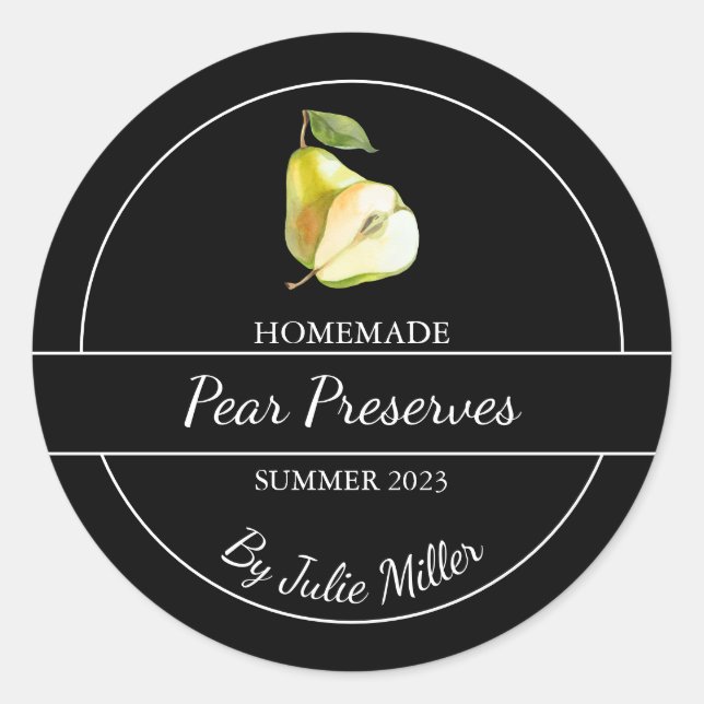 Poire simple fait maison réserve Étiquette noir (Devant)