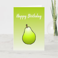 Poire sur carte de vœux pliée d'anniversaire