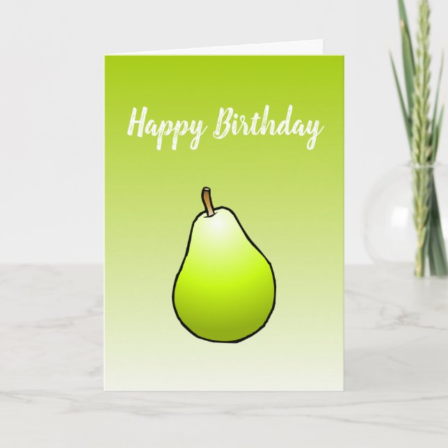Poire sur carte de vœux pliée d'anniversaire (Devant)