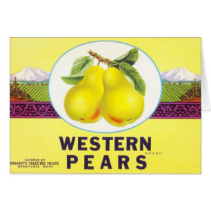 Poires de l'Ouest - Étiquette Vintage de fruit