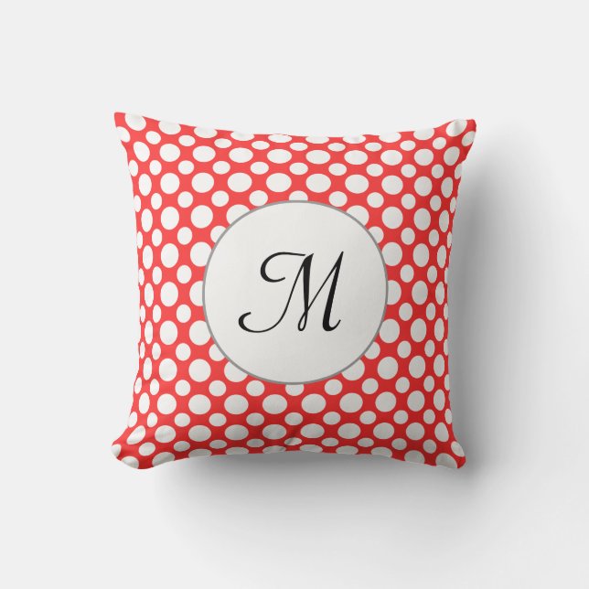 Pois blancs monogrammes personnalisés sur Coussin  (Recto)