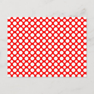 Pois blancs sur carte postale personnalisée rouge