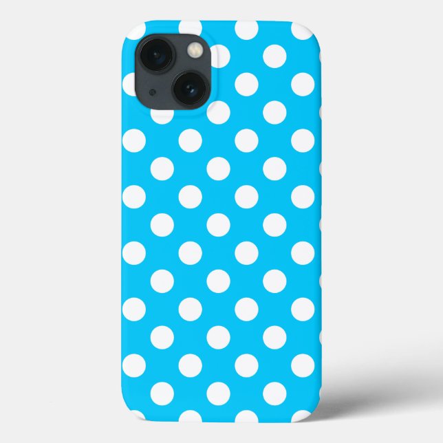 Pois blancs sur Coque bleu électrique-Mate iPhone (Verso)