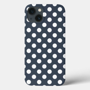 Pois blancs sur Coque gris bleu-Mate iPhone cas