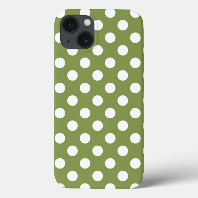 Pois blancs sur Coque vert olive-Mate iPhone c (Verso)