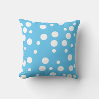 Pois blancs sur Coussins réversibles bleus