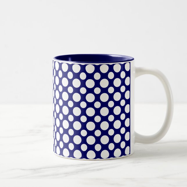 Pois blancs sur Mug Café Bleu (Droit)