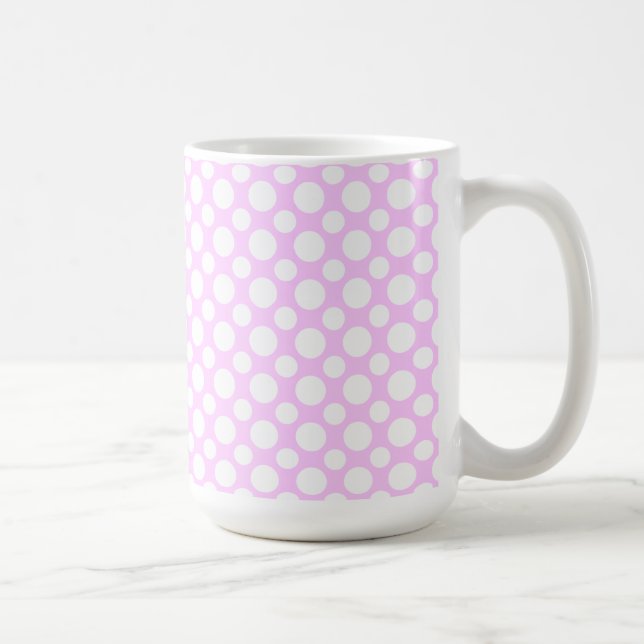 Pois blancs sur Mug de café rose (Droite)