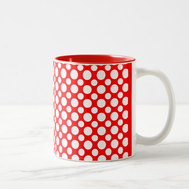 Pois blancs sur Mug de café rouge (Droit)
