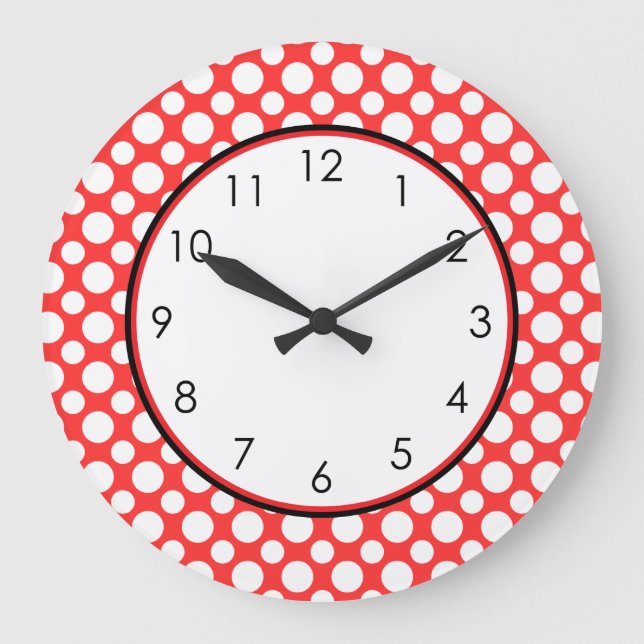 Pois blancs sur rouge avec horloge en nombre (Recto)