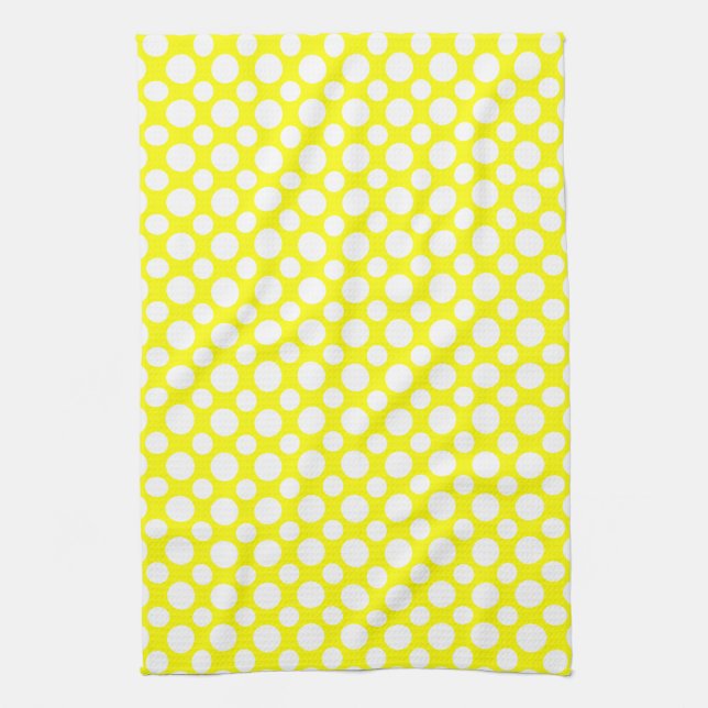 Pois blancs sur serviette de cuisine jaune (Vertical)