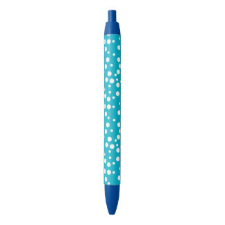 Pois blancs sur stylos personnalisés turquoise