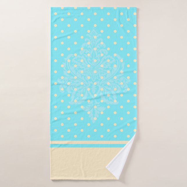 Pois bleu et serviette de plage jaune (Serviette de bain)