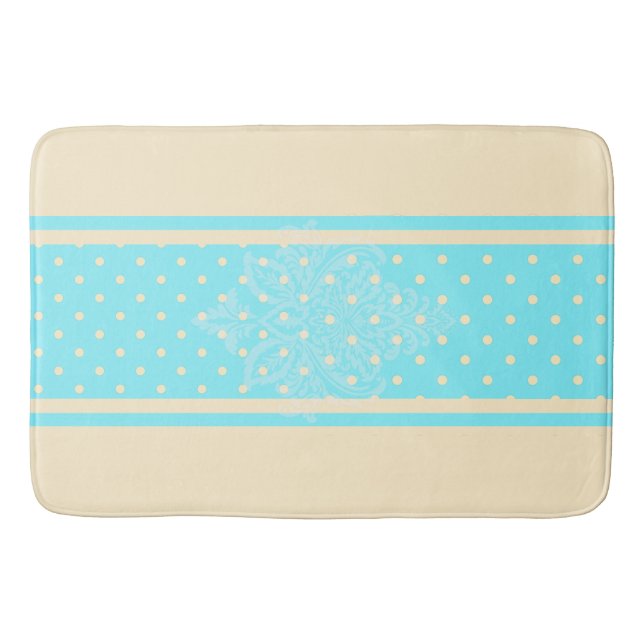 Pois bleus et tapis de bain jaune (Devant)