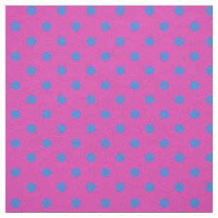 Pois bleus personnalisés sur tissu Motif Magenta