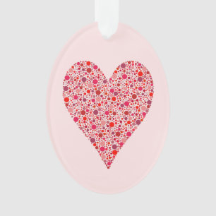Pois cramoisi de forme de coeur sur le rose