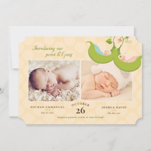 Pois dans Pod Twins 2 Pics Faire-part de naissance